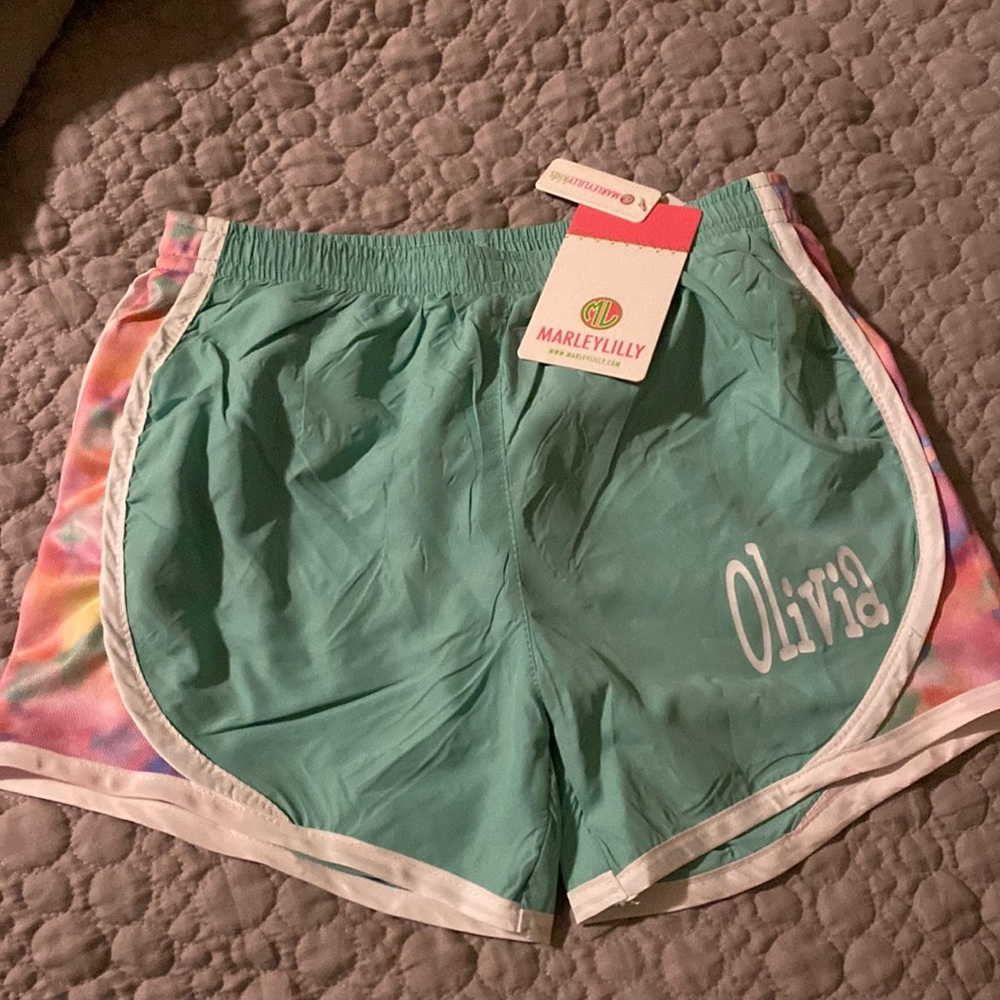 New athletic shorts monogrammed with Olivia.
